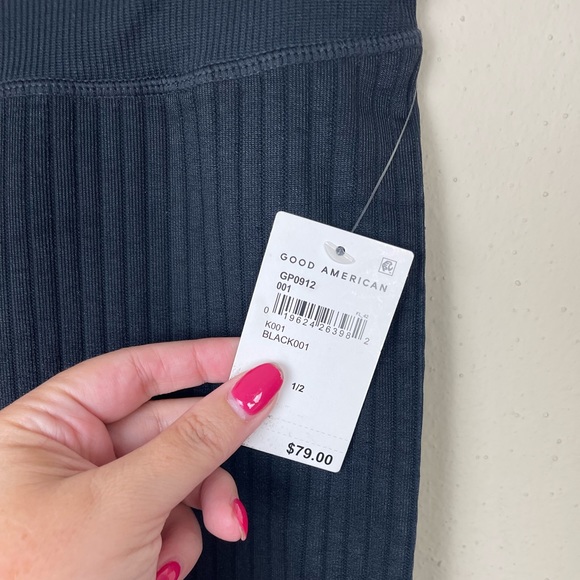NWT Good American Black Wide Ribbed Seamless Leggings - Picture 3 of 6